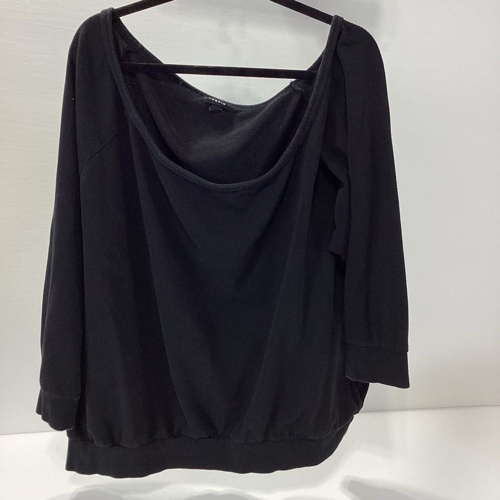 Torrid Slouch Neck Off Shoulder Top Sweatshirt 3/4 Sleeve Wide Neckline 5X
